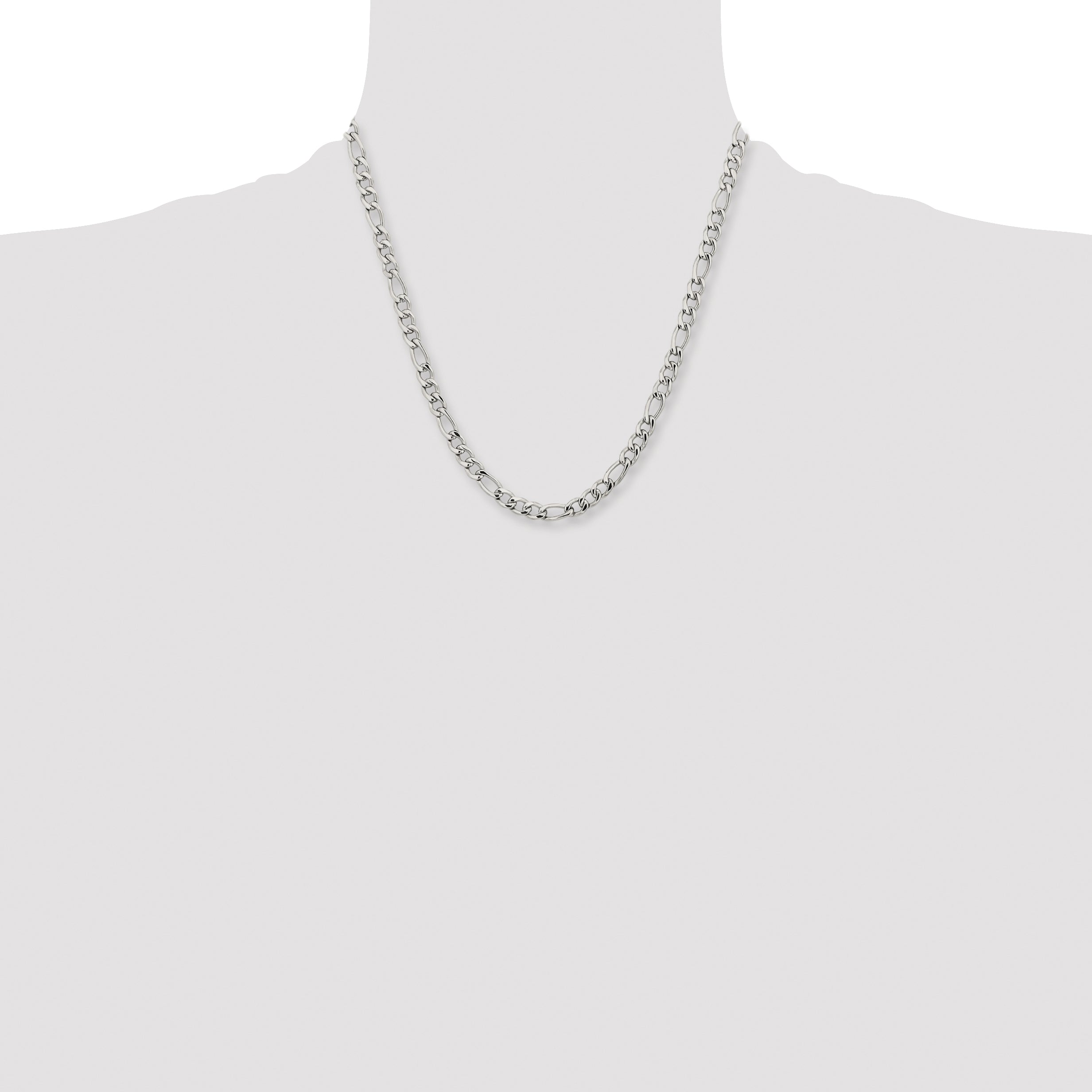 Men's Stainless Steel Figaro Chain Necklace 6.3mm