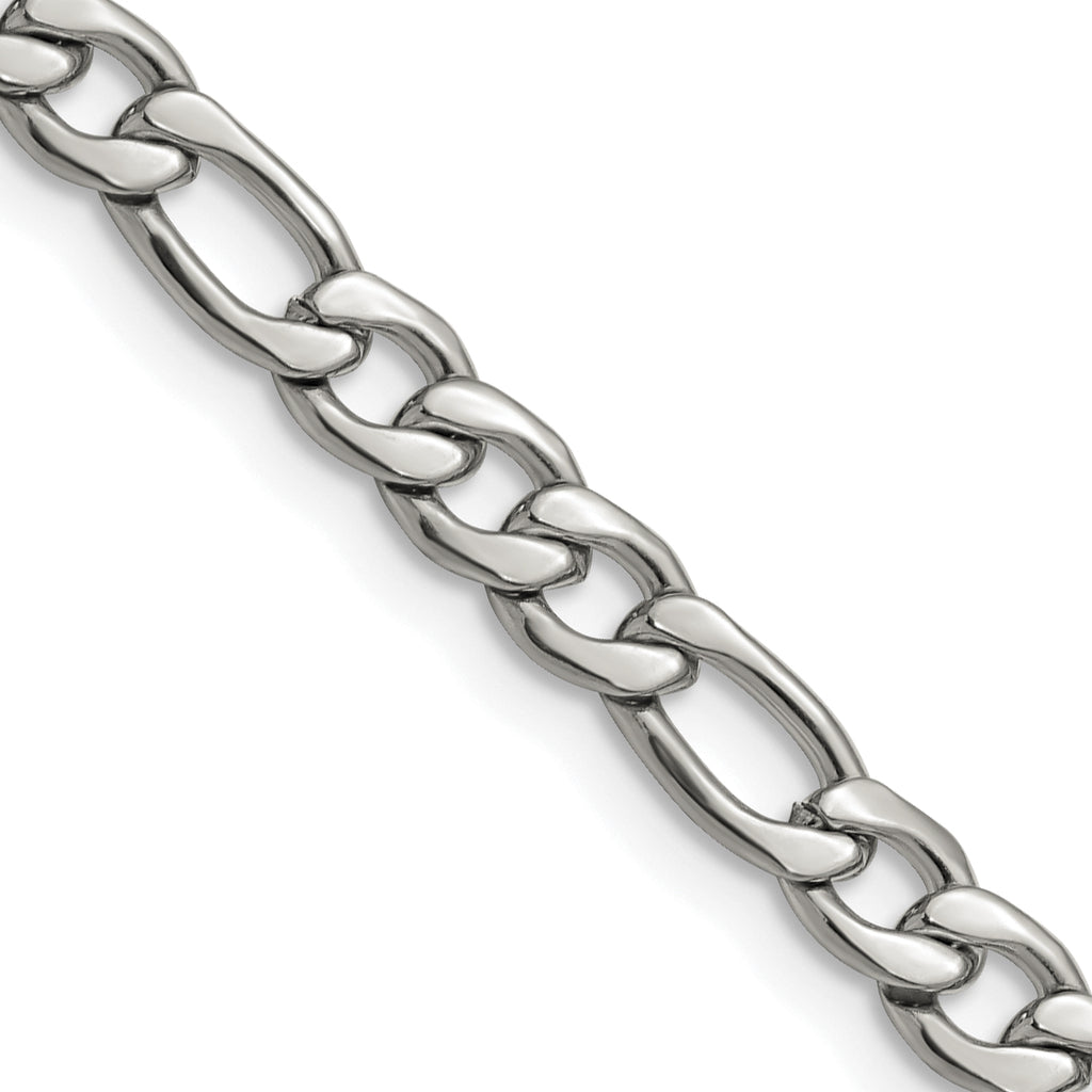 Men's Stainless Steel Figaro Chain Necklace 6.3mm