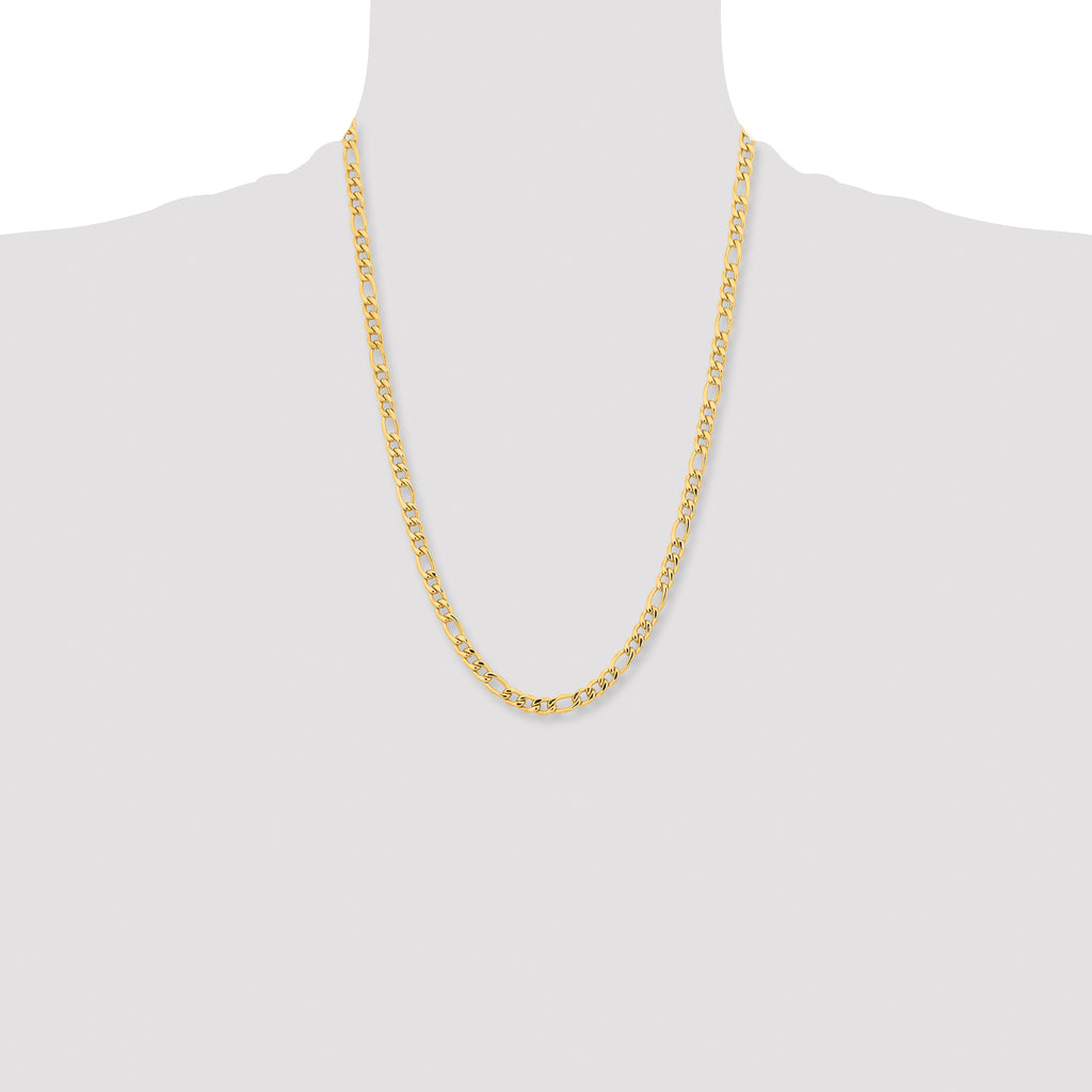 Chisel Stainless Steel Polished Yellow IP-plated 6.3mm Figaro Chain