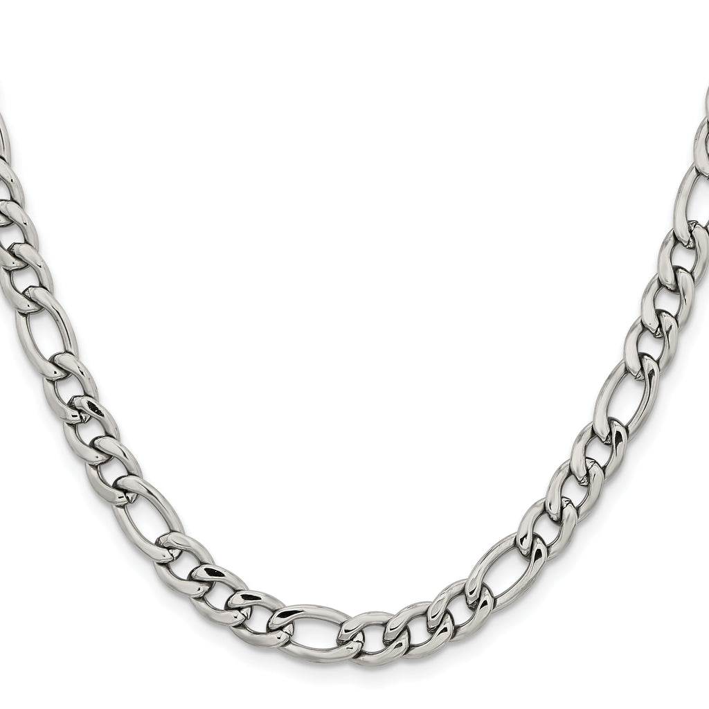 Men's Stainless Steel Figaro Chain Necklace 6.75mm