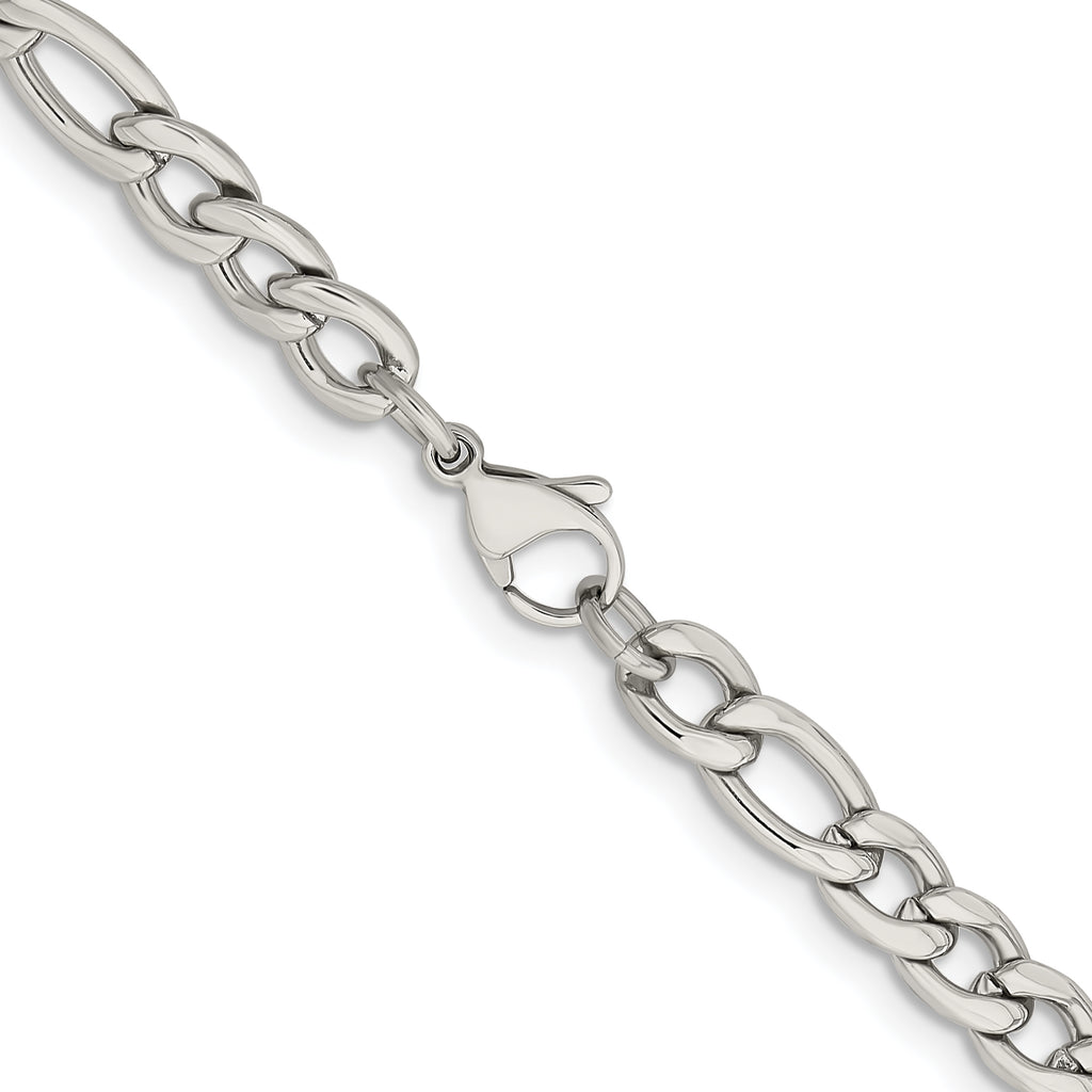 Men's Stainless Steel Figaro Chain Necklace 6.75mm
