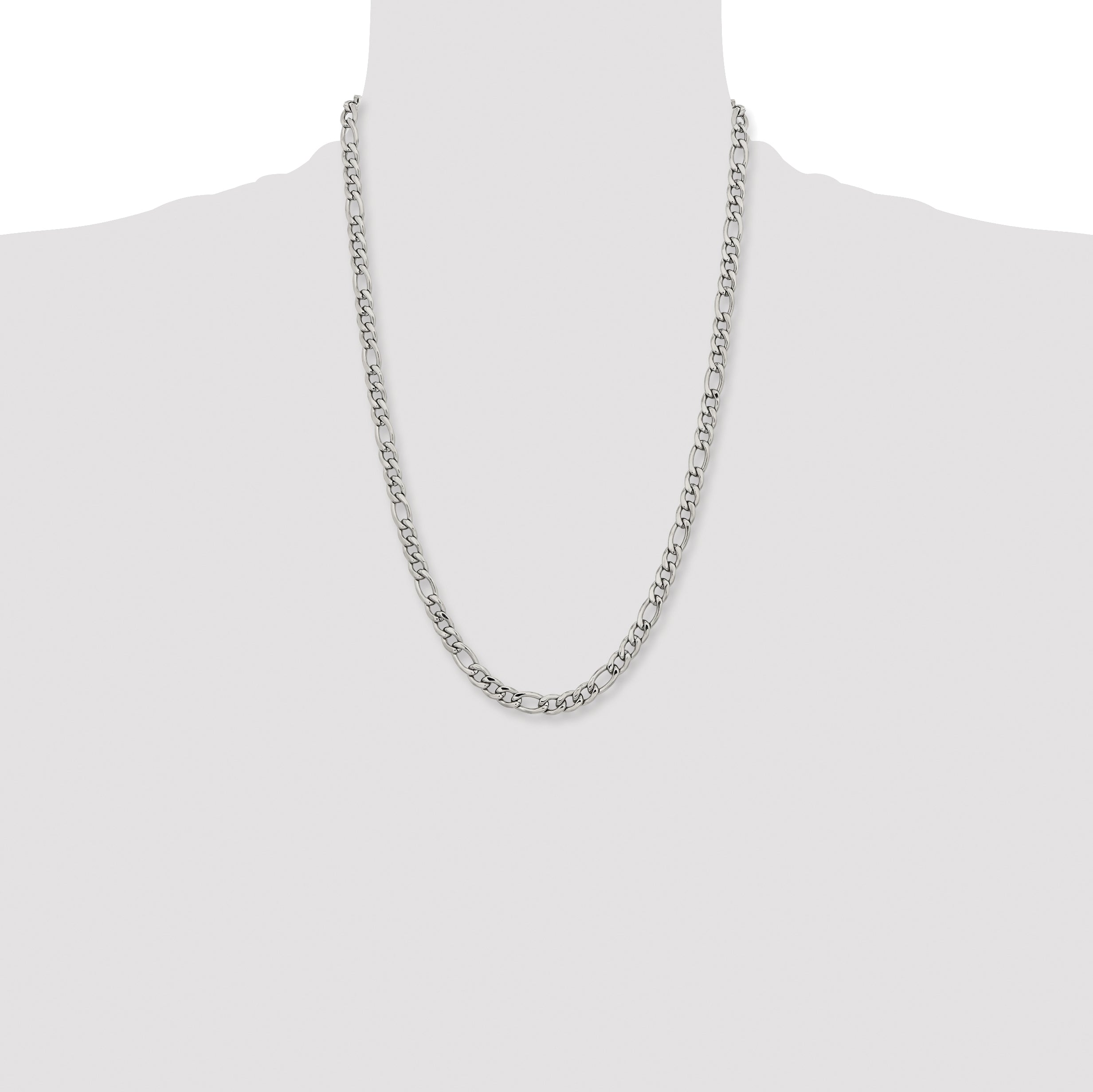 Chisel Stainless Steel Polished 6.75mm Figaro Chain