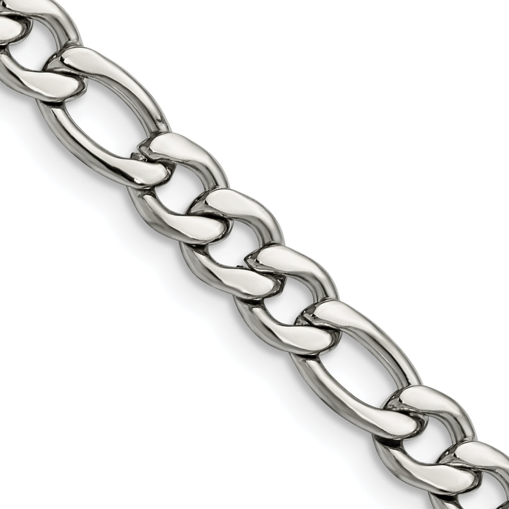 Chisel Stainless Steel Polished 6.75mm Figaro Chain