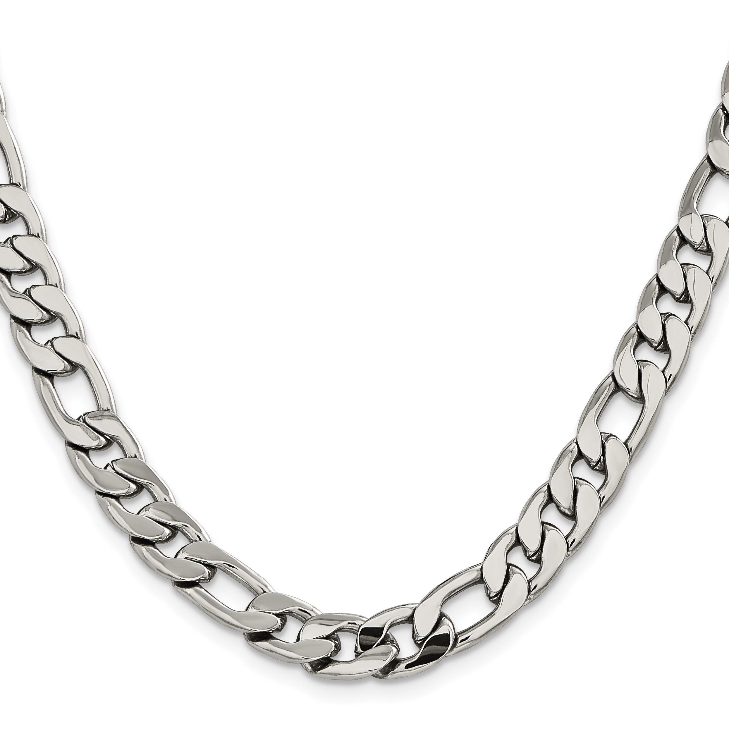 Men's Stainless Steel Figaro Chain Necklace 8.4mm