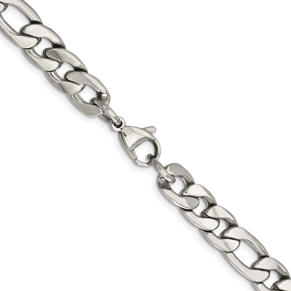 Chisel Stainless Steel Polished 8.75mm Figaro Chain