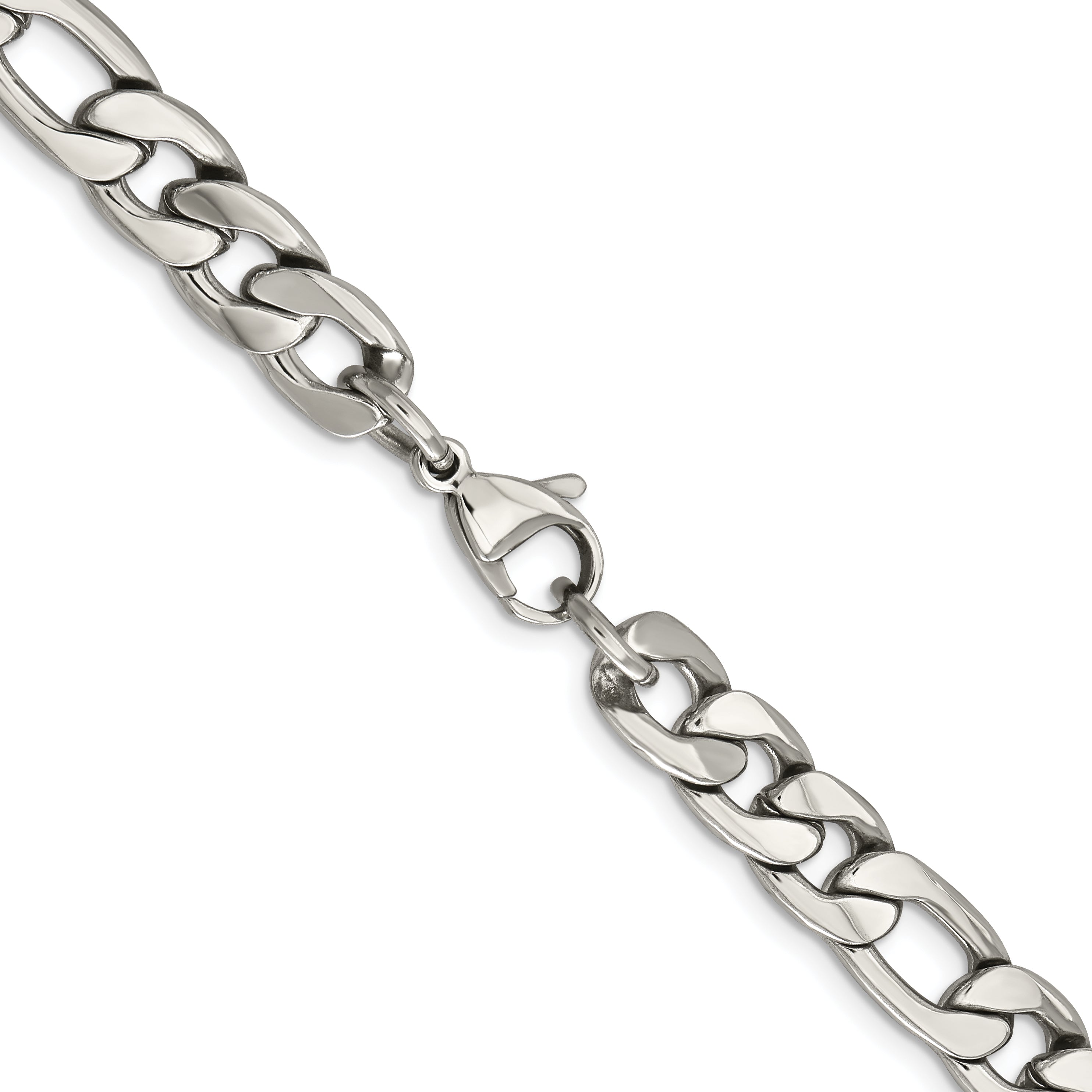 Chisel Stainless Steel Polished 8.75mm Figaro Chain
