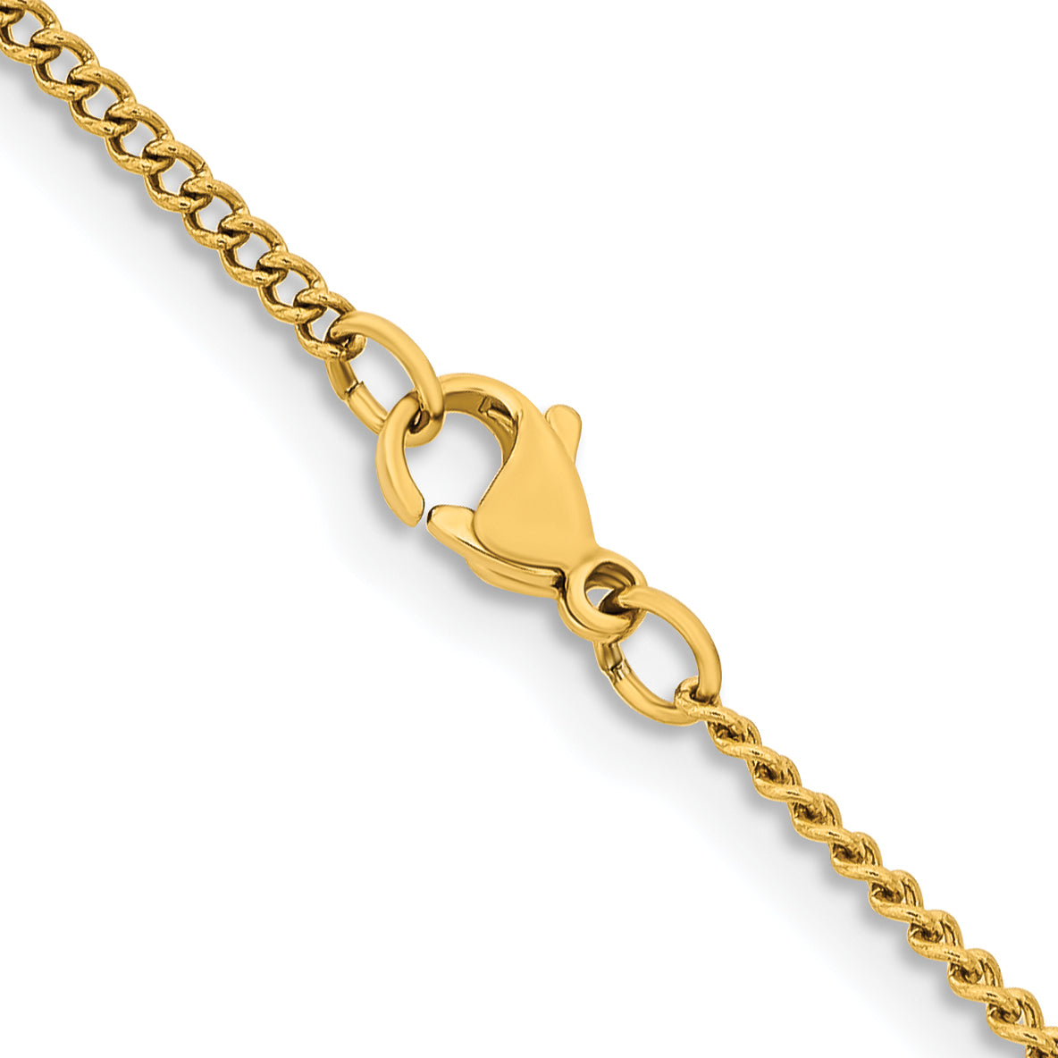 Chisel Stainless Steel Polished Yellow IP-plated 2.25mm Round Curb Chain