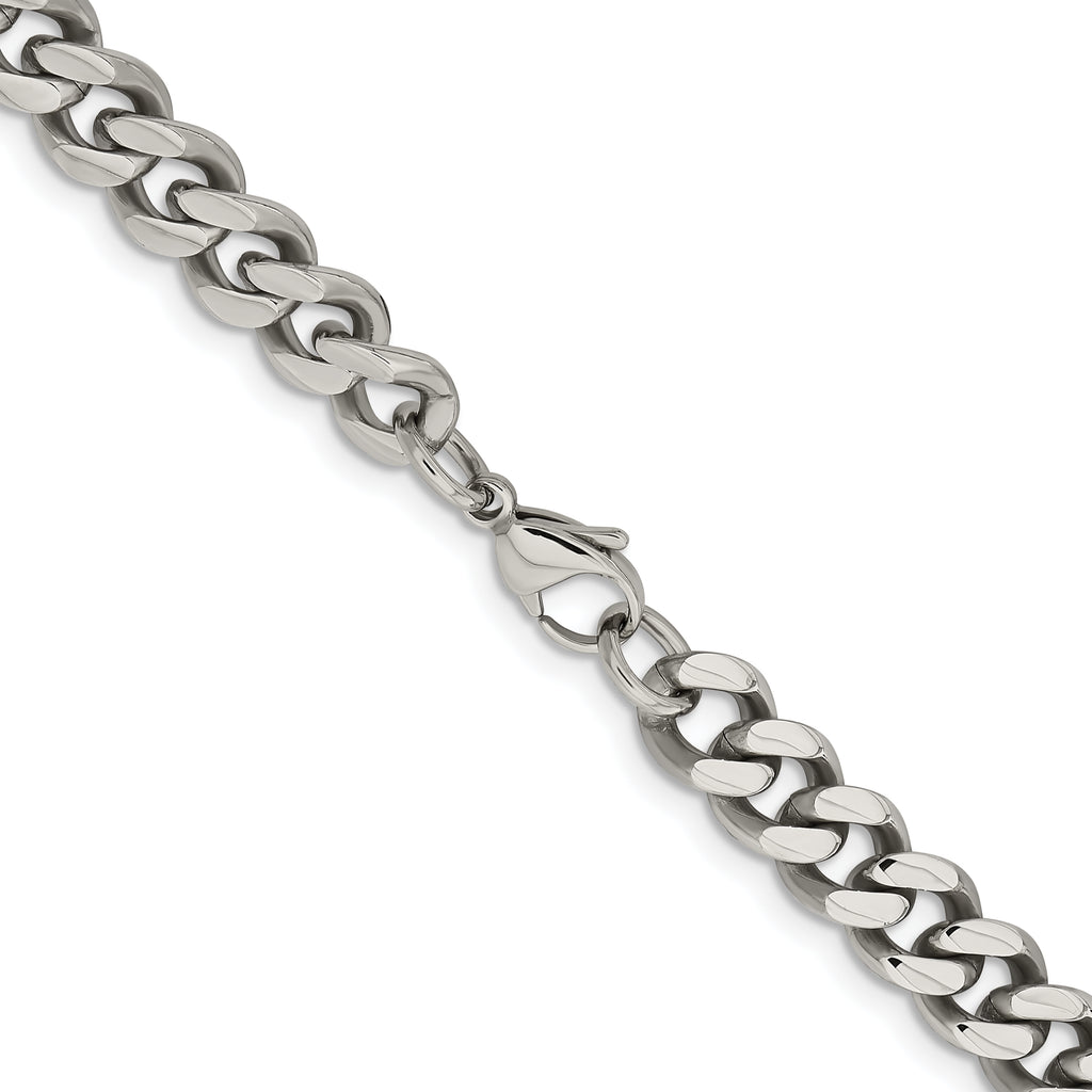 Men's Stainless Steel Curb Chain Necklace 9.5mm