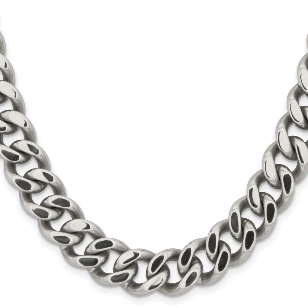 Men's Stainless Steel Curb Chain Necklace 13.75mm