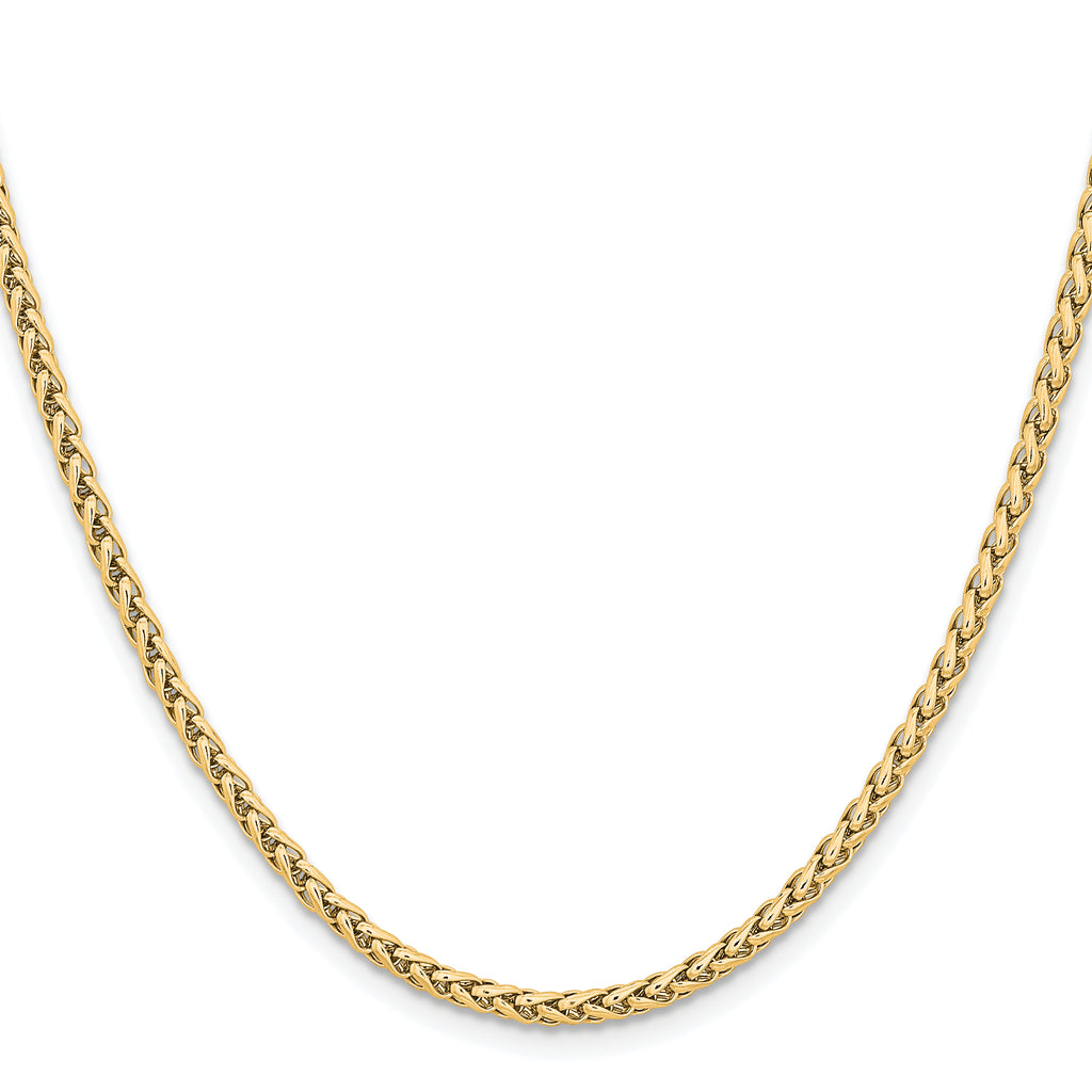 Polished Gold-Tone Stainless Steel Spiga (Wheat) Chain Necklace 3mm