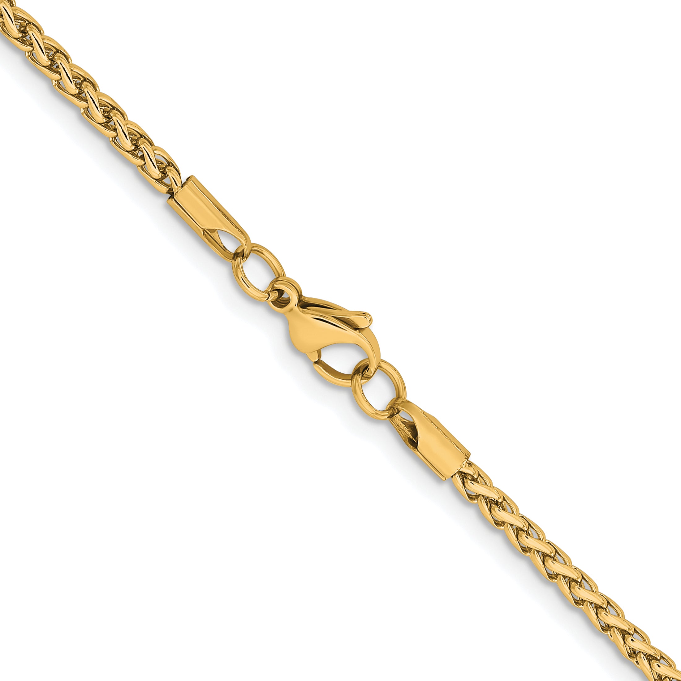 Polished Gold-Tone Stainless Steel Spiga (Wheat) Chain Necklace 3mm