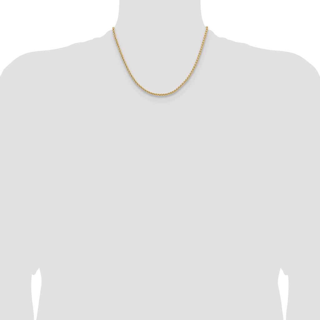 Polished Gold-Tone Stainless Steel Spiga (Wheat) Chain Necklace 3mm