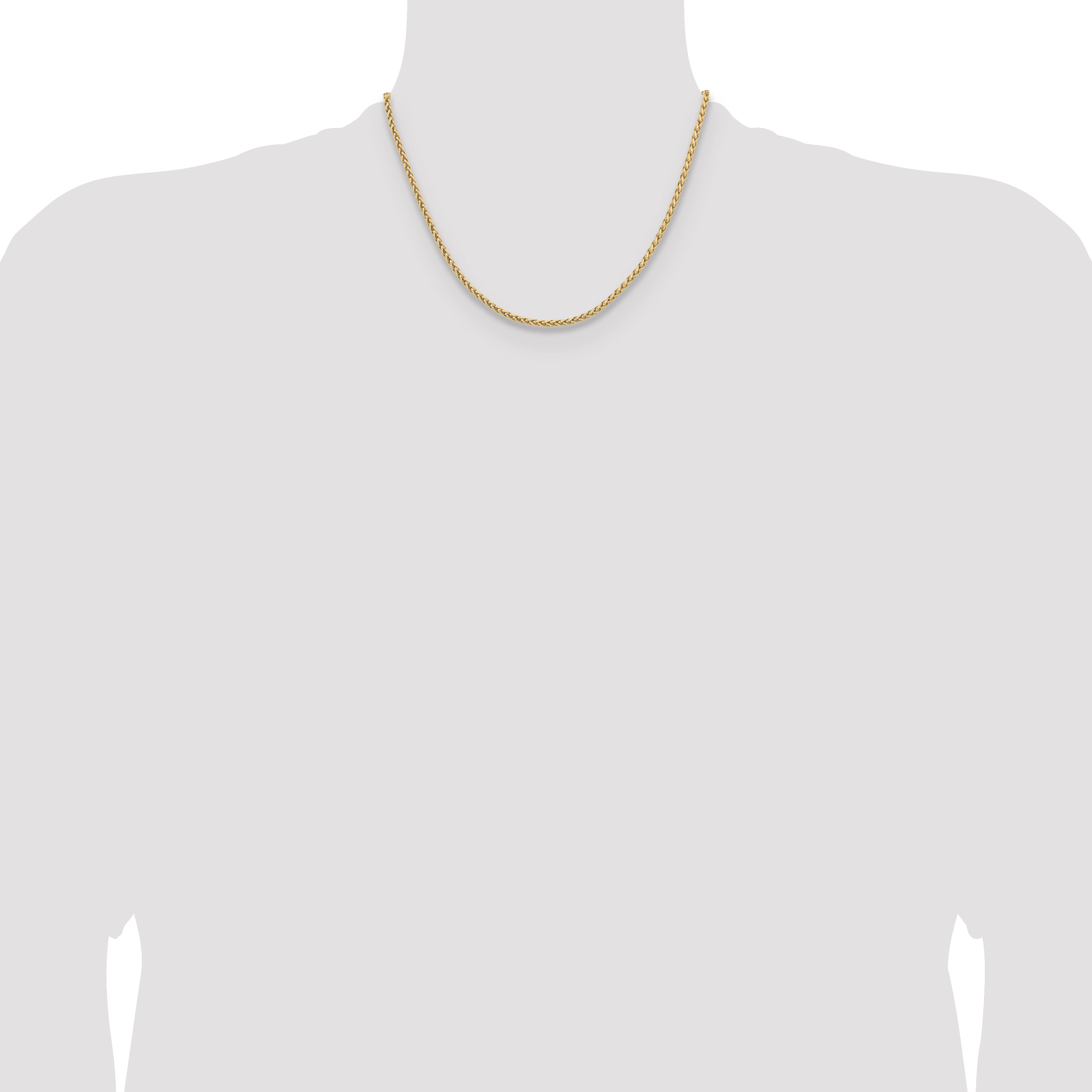 Polished Gold-Tone Stainless Steel Spiga (Wheat) Chain Necklace 3mm