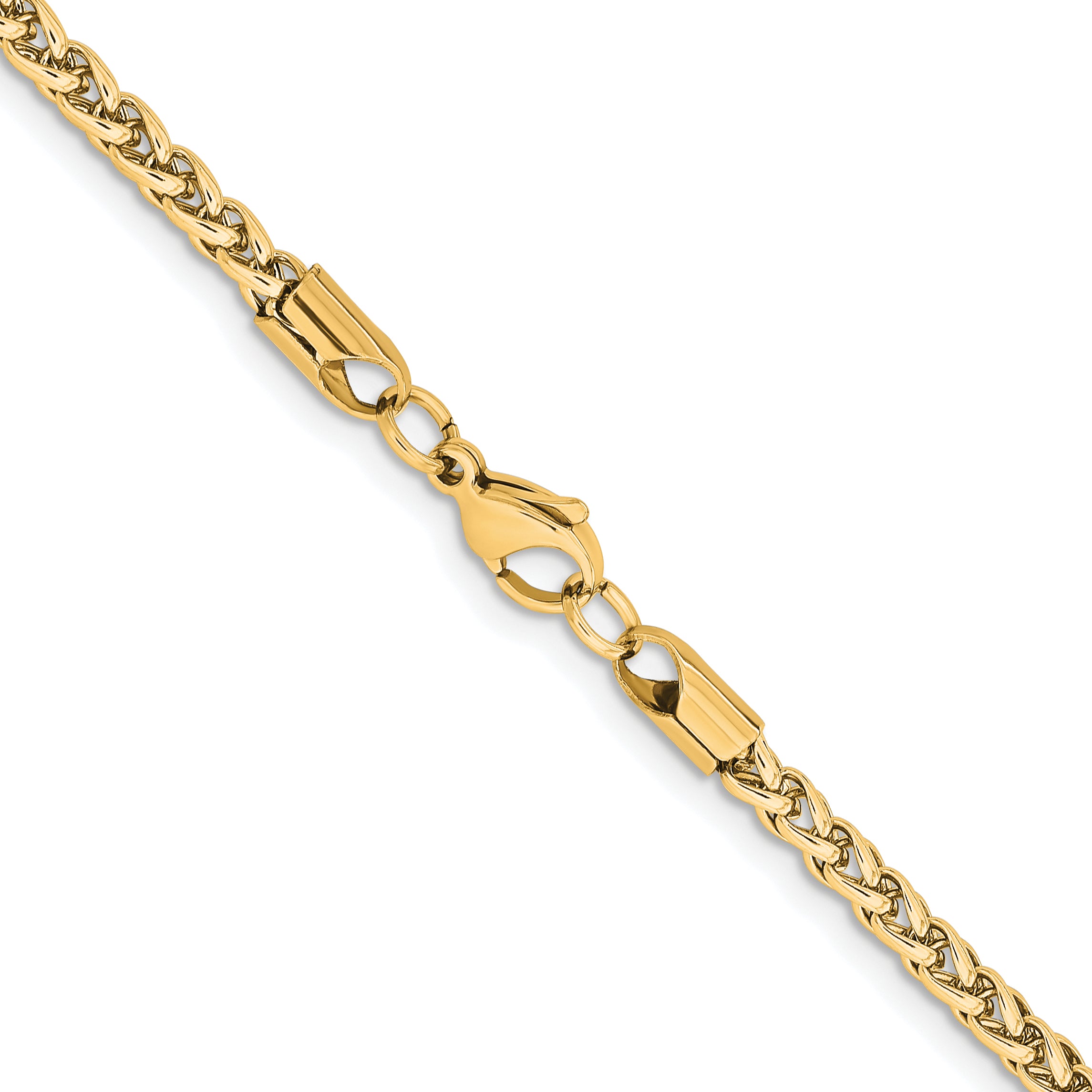Polished Gold-Tone Stainless Steel Spiga (Wheat) Chain Necklace 4mm