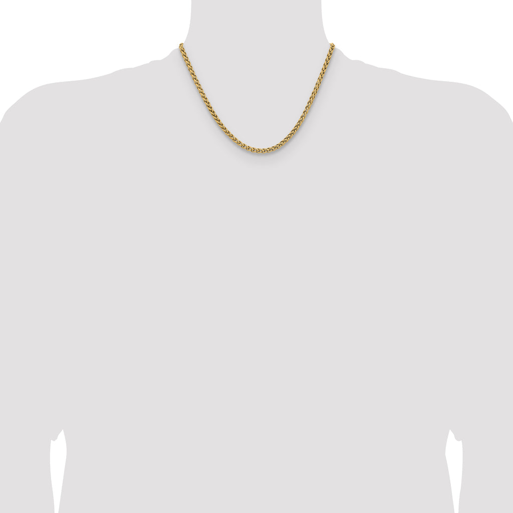 Polished Gold-Tone Stainless Steel Spiga (Wheat) Chain Necklace 4mm