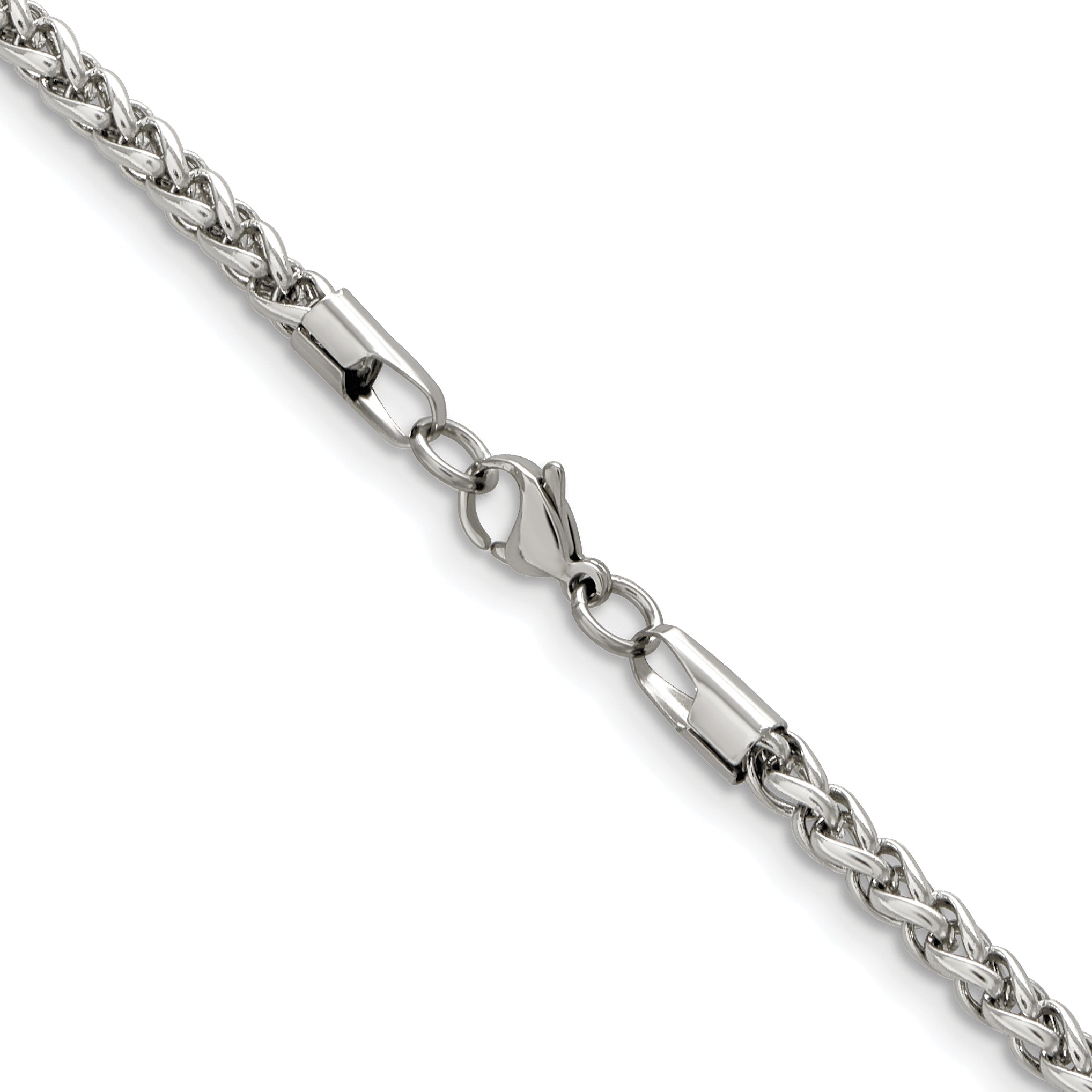 Polished Stainless Steel Spiga (Wheat) Chain Necklace 5mm
