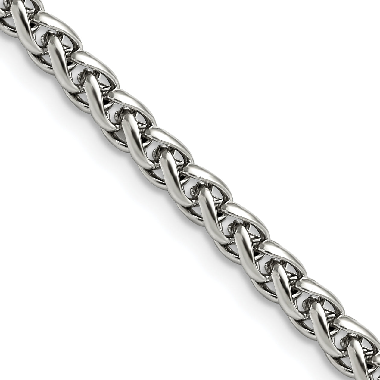 Polished Stainless Steel Spiga (Wheat) Chain Necklace 5mm Main image