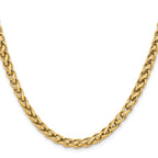 Polished Gold-Tone Stainless Steel Spiga (Wheat) Chain Necklace 5mm