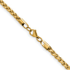 Polished Gold-Tone Stainless Steel Spiga (Wheat) Chain Necklace 5mm
