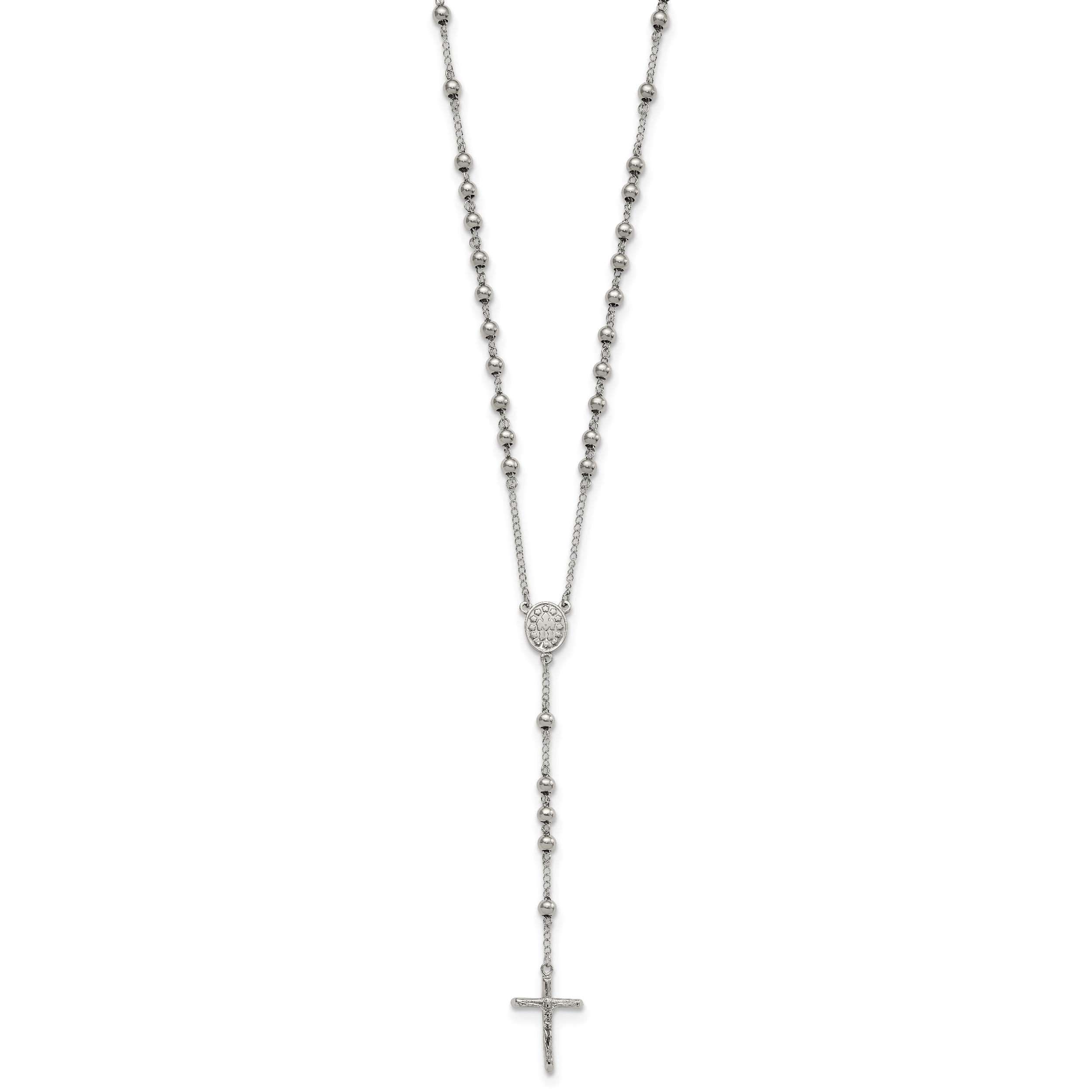 Beaded Rosary Necklace in Stainless Steel Secondary image