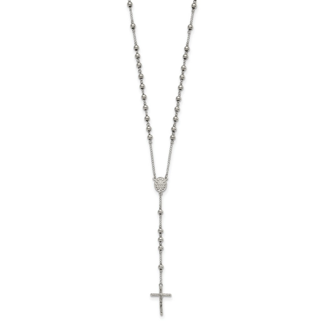Chisel Stainless Steel Polished 6mm Beaded 29.5 inch Rosary Necklace