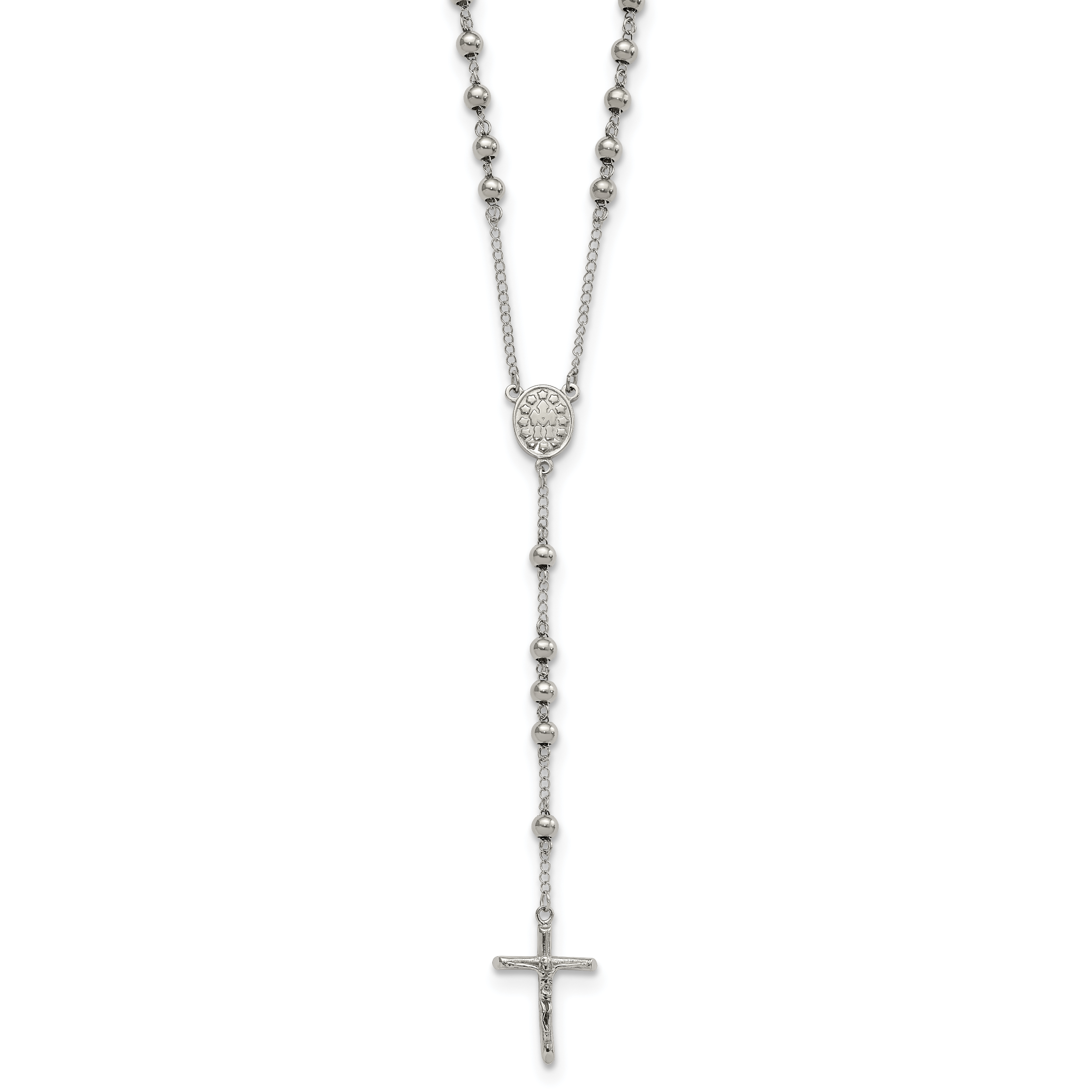 Chisel Stainless Steel Polished 6mm Beaded 29.5 inch Rosary Necklace Main image