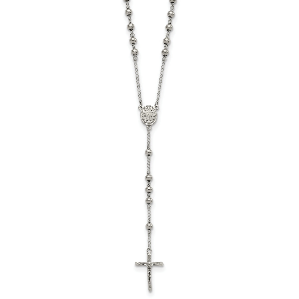 Chisel Stainless Steel Polished 6mm Beaded 29.5 inch Rosary Necklace