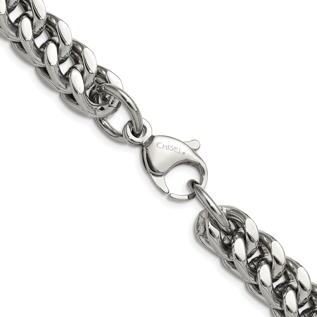 Chisel Stainless Steel Polished 24 inch Heavy Wheat Necklace