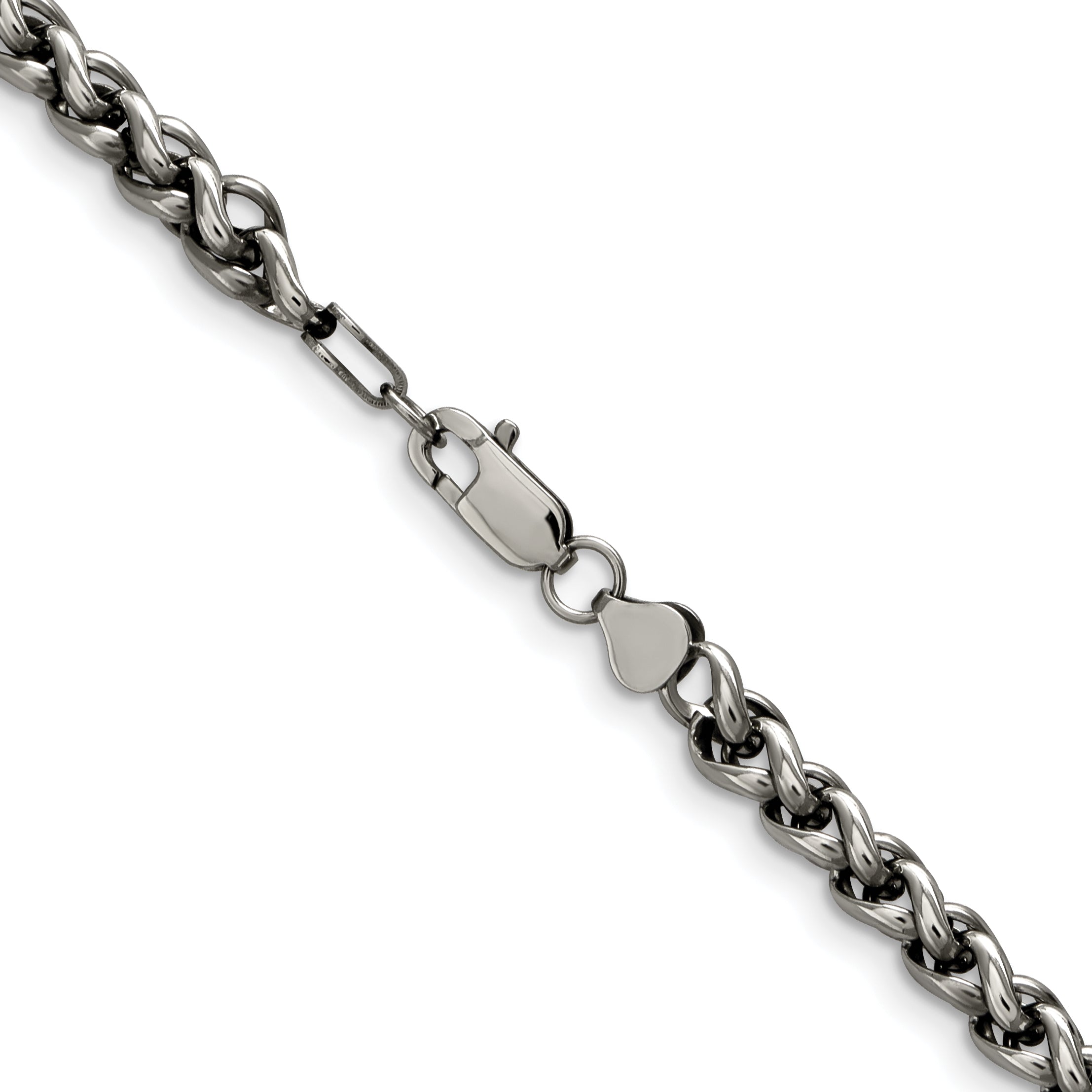 Chisel Stainless Steel Polished Wheat Chain Necklace