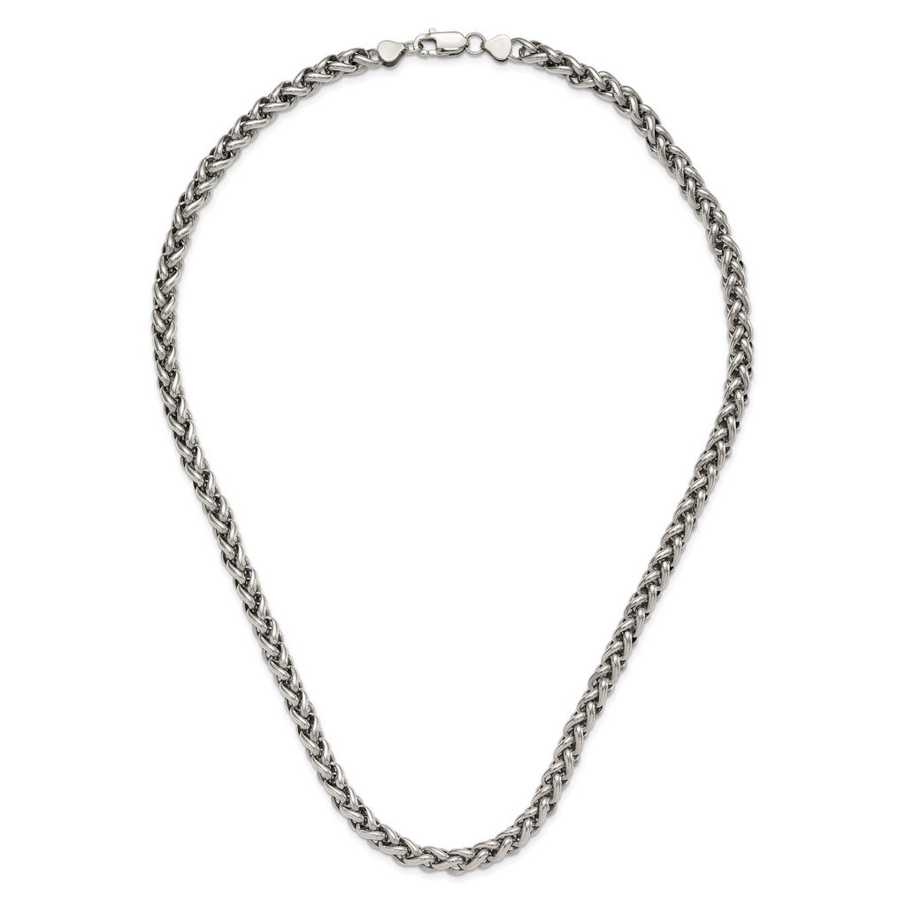 Chisel Stainless Steel Polished Wheat Chain Necklace