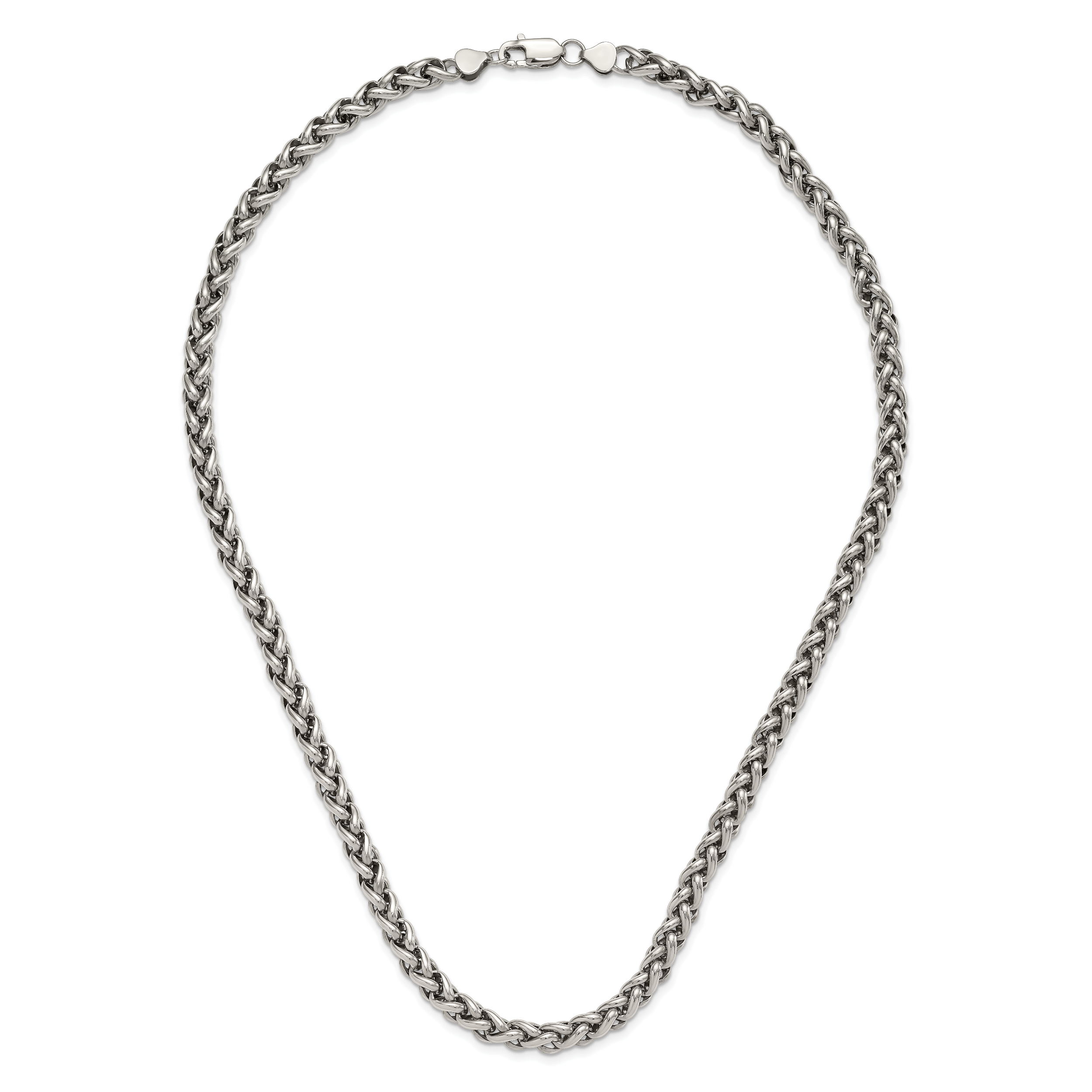 Chisel Stainless Steel Polished Wheat Chain Necklace