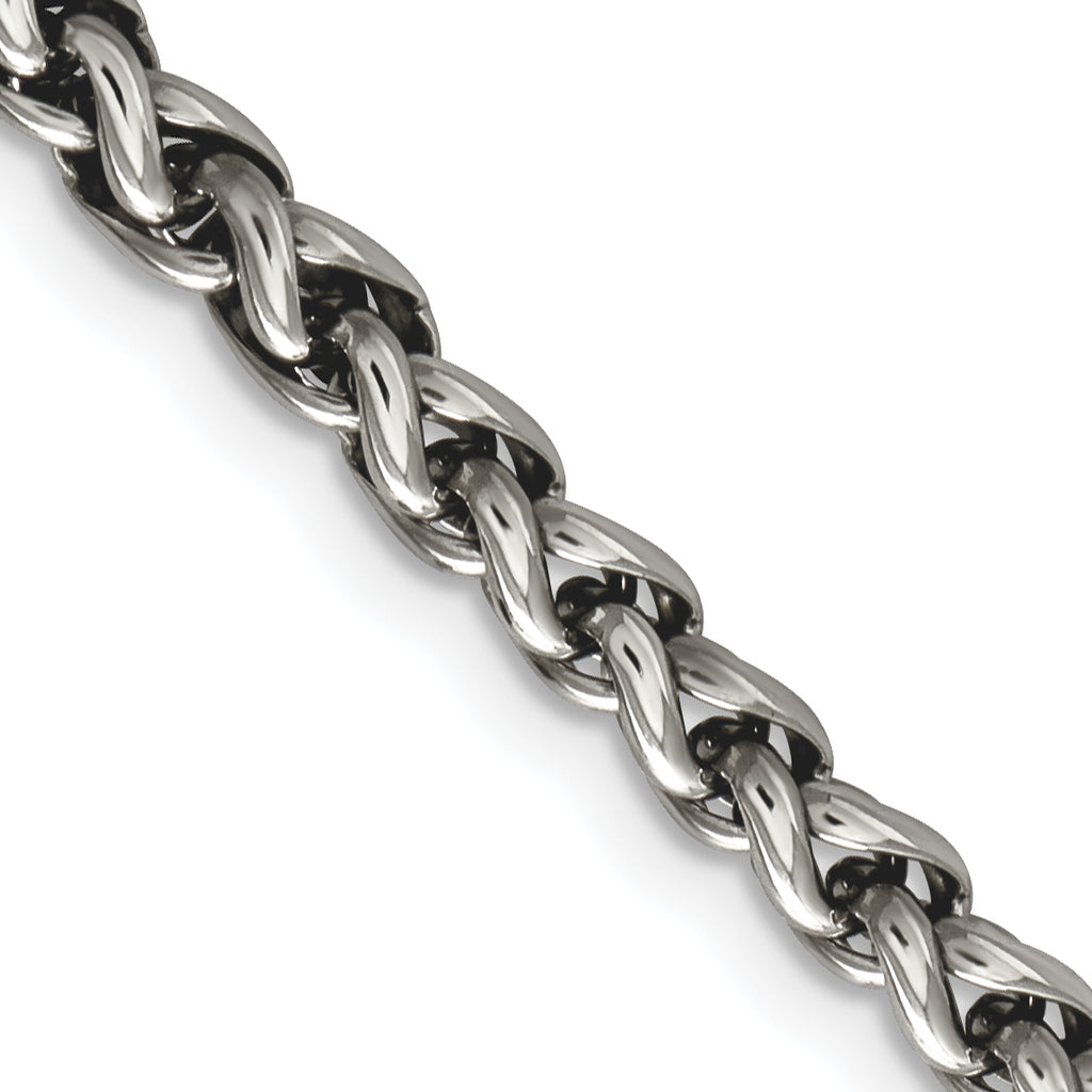 Chisel Stainless Steel Polished Wheat Chain Necklace