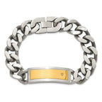 Chisel Stainless Steel Polished and Matte Yellow IP-plated with CZ 24 inchNecklace and Bracelet Set