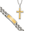 Chisel Stainless Steel Polished and Matte Yellow IP-plated with CZ 24 inchNecklace and Bracelet Set