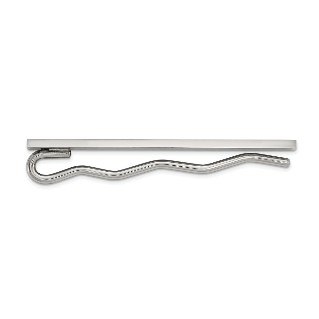 Men's Polished Cubic Zirconia Stainless Steel Tie Bar