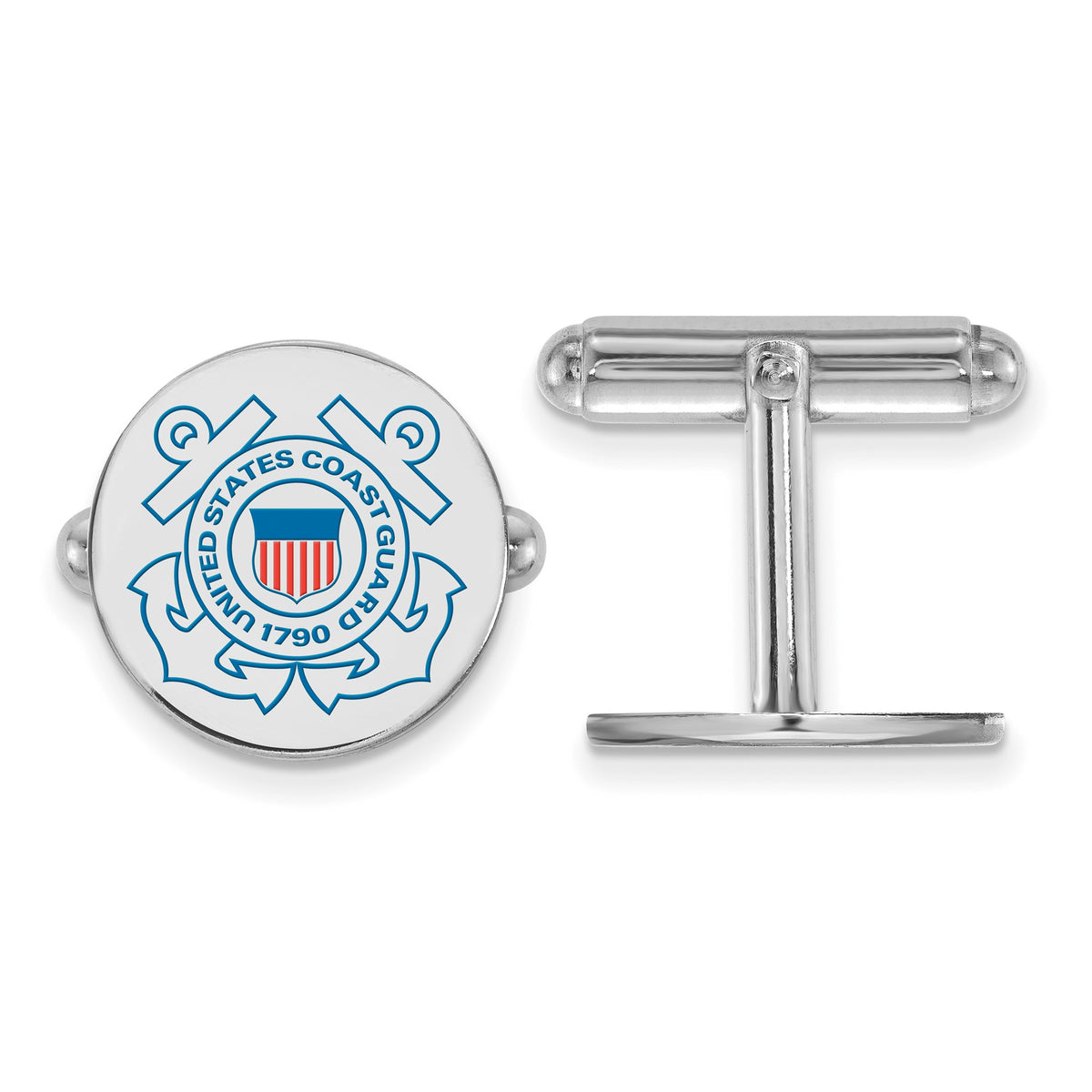 Uscg Enameled Cufflinks Bracelet in Sterling Silver - Sophia Jewelers Main image