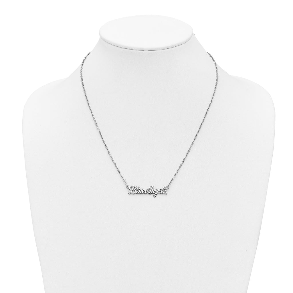 LogoArt Blue Angels Script Necklace in Sterling Silver - Sophia Jewelers