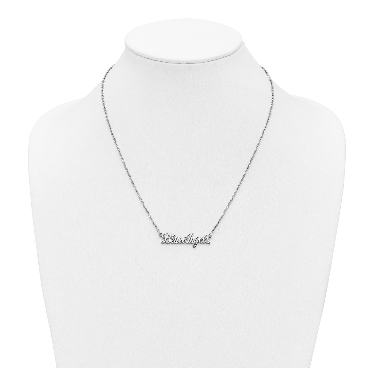 LogoArt Blue Angels Script Necklace in Sterling Silver - Sophia Jewelers