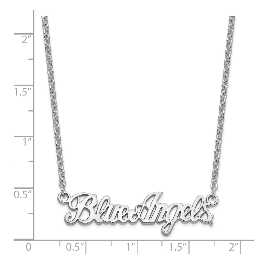 LogoArt Blue Angels Script Necklace in Sterling Silver - Sophia Jewelers