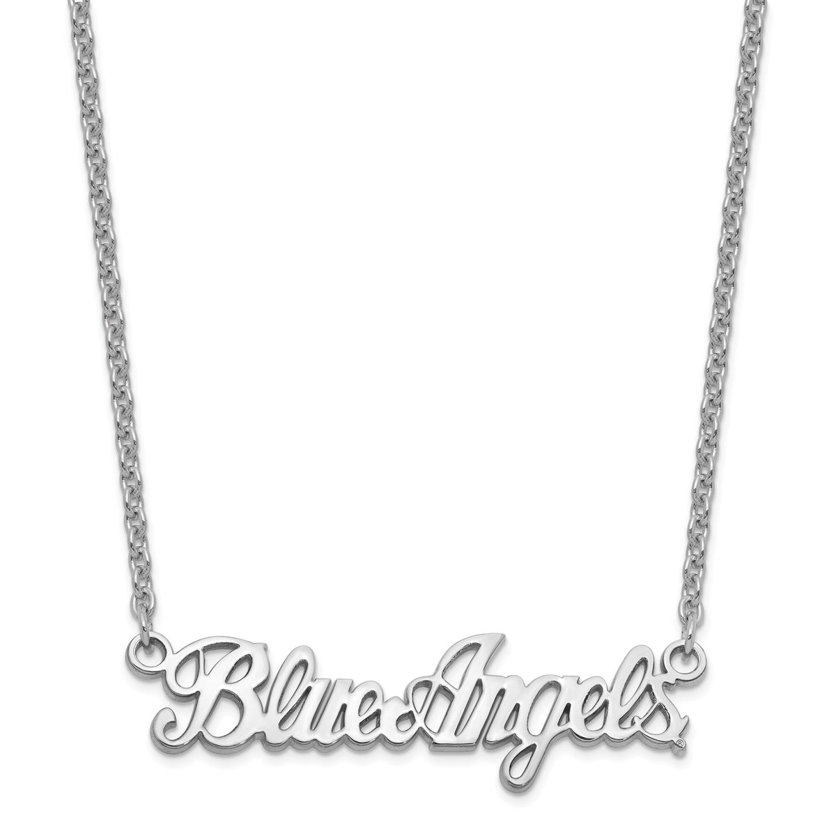 LogoArt Blue Angels Script Necklace in Sterling Silver - Sophia Jewelers Main image