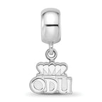 Sterling Silver Rhodium-plated Logo Art Old Dominion University O-D-U Extra Small Dangle Bead Charm