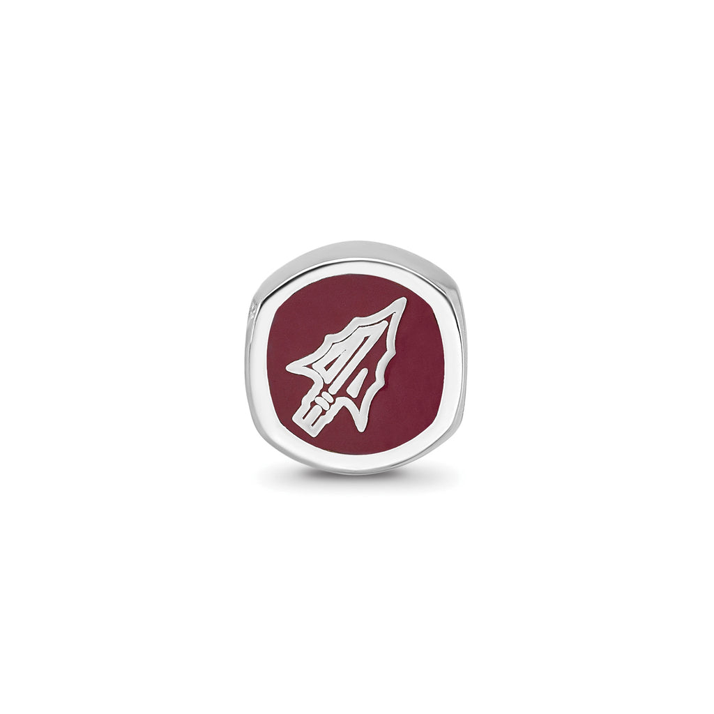 Florida State University Cushion Enameled Bead in Sterling Silver - Sophia Jewelers