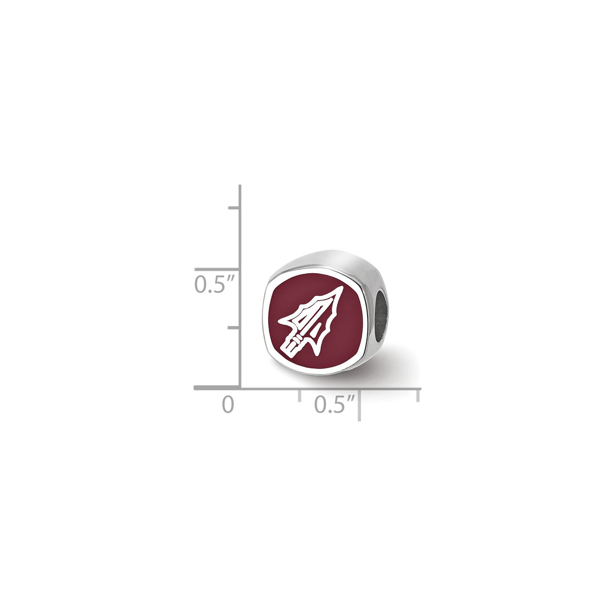 Florida State University Cushion Enameled Bead in Sterling Silver - Sophia Jewelers