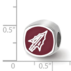 Sterling Silver Florida State University Cushion Shaped Enameled Bead