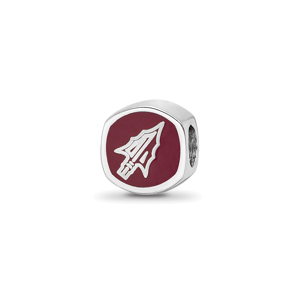 Florida State University Cushion Enameled Bead in Sterling Silver - Sophia Jewelers