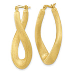 Sterling Silver Gold-tone Brushed & Twisted Oval Hoop Earrings