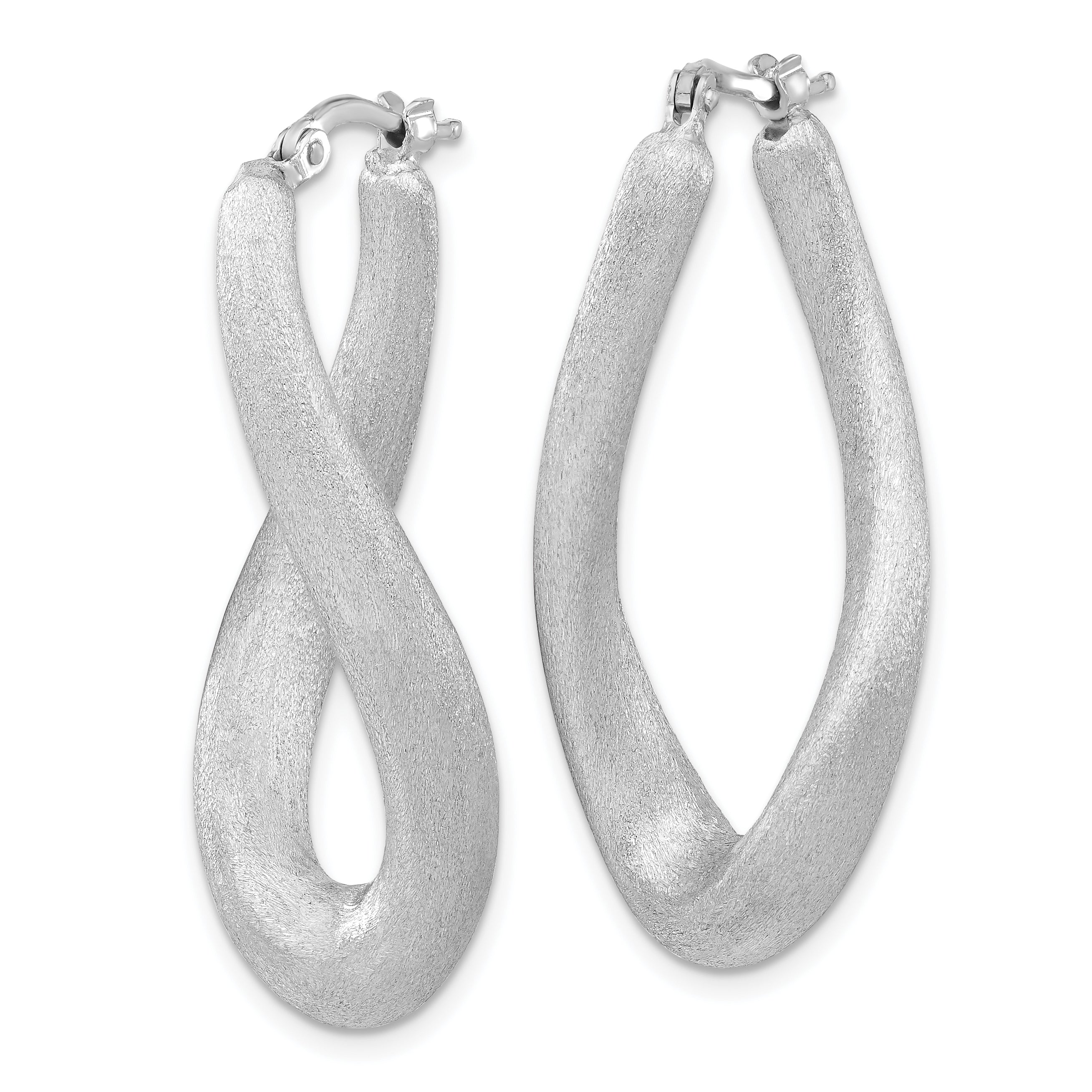 Sterling Silver Brushed & Twisted Oval Hoop Earrings
