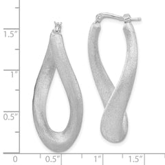 Sterling Silver Brushed & Twisted Oval Hoop Earrings
