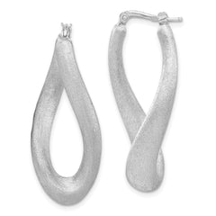 Sterling Silver Brushed & Twisted Oval Hoop Earrings