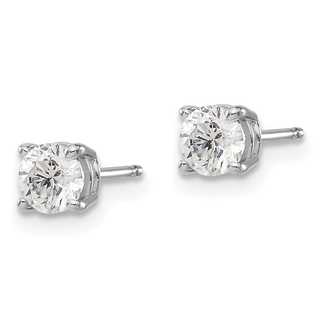 Round Diamond Classic Cut Stud Earrings in 14K White Gold, 4.6mm (.85 ct. tw.) - Sophia Jewelers